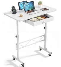 Small Standing Desk with Storage Drawer, Mobile Height Adjustable Rolling Sit... picture