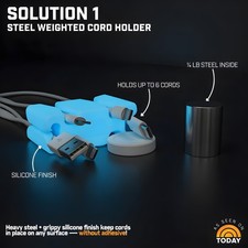 GlowBrick Weighted Steel Cord Holder, Cable Wrap & Desk Phone Organizer,  1pk picture