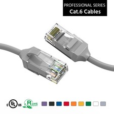 5 Pack of 8Ft CAT6 28AWG Slim Ethernet Network Cable Gray picture