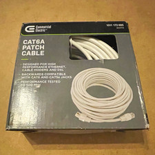 Commercial Electric CAT6A Ethernet Patch Cable 50 Ft White 500MHz 5650-WH-VN picture