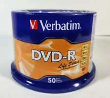 Verbatim 97176 DVD-R Life Series 50 Pack 4.7GB 16X 120 Min Blank Discs picture