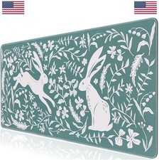 Desk Mat Green Floral Rabbit Boho Large Mouse Pad Keyboard and Mouse XXL picture