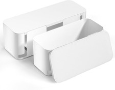 YECAYE Cable Management Box, White, XL+M, 2 Pack Pet Friendly;Child-Proof; Power picture