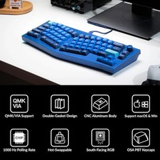 KEYCHRON Q8 (ALICE LAYOUT) QMK CUSTOM MECHANICAL KEYBOARD - NAVY -  NAVY BLUE picture