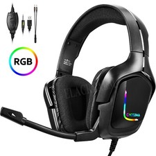 3.5mm Gaming Headset Mic RGB LED Wired Stereo Surround Headphones for PC PS4 X-1 picture