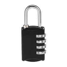 4 Digit Combination Padlock, 4mm Shackle, Zinc Alloy Waterproof Lock, Black picture