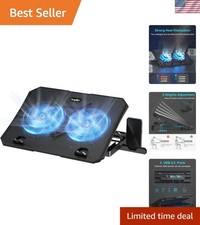 Efficient Laptop Cooling Pad with 2 Fans & Adjustable Height for 10-15.6