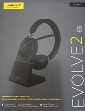 Jabra Evolve2 65 Stereo Wireless Headset Bluetooth w/ Charging Stand USB - A NEW picture