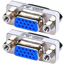 2 Pcs VGA SVGA HD15 Female to Female Mini Gender Changer Adapter Connector picture