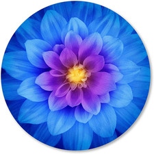 Mouse Pad, Blue Watercolor Lotus Flower round Mouse Pad, Non-Slip Rubber Base Mo picture