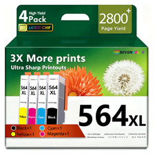 564XL High Yield (4 Combo Pack) for DeskJet 3520 3522 OfficeJet 4620 Printers picture