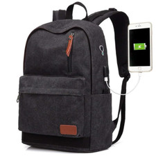 UNIWALK Canvas Laptop Backpack, Waterproof Vintage Backpack With USB Black  picture