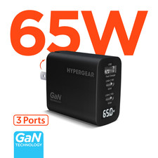 HyperGear SpeedBoost 65W USB-C PD Tri-Port GaN Laptop Charger with PPS picture