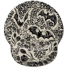 Goth Bat Floral Ergonomic Mouse Pad with Wrist Rest, Gothic Flowers Gaming Mo... picture