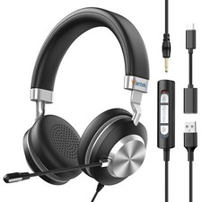 Wantek Wired Headset with Microphone,USB/Type c/3.5mm Jack for PC Laptop,Office picture