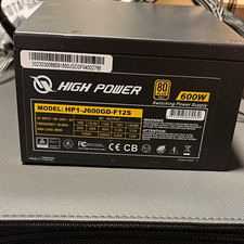 High Power 600W 80 PLUS Gold ATX PSU HP1-J600GD-F12S Black SATA PCIe picture