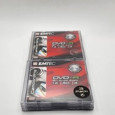 2-EMTEC DVD-R 8cm Single Sided 1.4GB 30 Minute 4X Camcording New Sealed 3-pack  picture