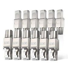 Cat7 Cat6A RJ45 Connector 12-Pack, Tool-Free Alloy Shielded Ethernet Terminat... picture