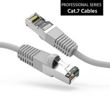 5 Pack of 8Ft CAT7 Shielded (SSTP) 600MHz Ethernet Network Booted Cable Gray picture