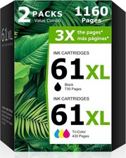 61XL Black/Color Ink Cartridges for HP 61 ENVY 4500 4501 5530 5535 DeskJet 1055 picture