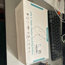 LASUNEY KMR1A USB-C Triple-Display Dock HDMI DP VGA RJ45 Audio Card, White picture