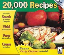 20,000 Recipes PC CD search by nutritional value ingredients time food meals etc picture
