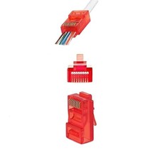 RED RJ45 EZ Modular Plug CAT6 UTP Network Cable End Pass -Thru Connector Lot picture