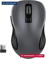 WisFox 2.4GHz Wireless Mouse for Laptop, Ergonomic 6-Button Design, Grey | 2.4GH picture