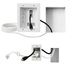 Mount-It in-Wall TV Cable Management Kit with Recessed Power - Triple Outlet. picture