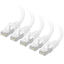 Cable Matters 10Gbps 5-Pack Snagless Shielded Cat 6A Cable, 1Ft, White | S/FTP picture