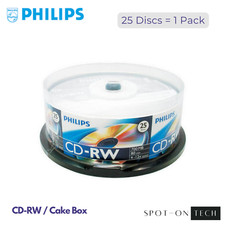25-PK Philips Logo 12X CD-RW CDRW ReWritable Blank Disc 700MB Spindle Cake Box picture