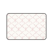Pink Ribbon Lattice Desk Mat | Floral Bow Pattern Mousepad Deskpad picture