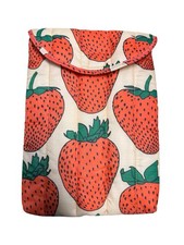 Baggu Puffy Laptop Tablet Sleeve Strawberry Print Padded Cover Quilted  picture