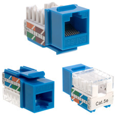 10 pack Cat5e 45° Angled Keystone Jack Blue Network Ethernet RJ45 110 Punchdown picture