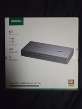 UGREEN Displayport KVM Switch 2 in 1 Out, 8K@60Hz, Aluminum, 4 USB3.0 Ports picture