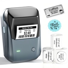 B1 2 Inch Thermal Label Maker with 3 Tapes for Phones & PC, Blue picture