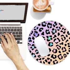 Leopard Print Round Mouse Pad Cute Animal Print Desk Accessories Office Decor picture
