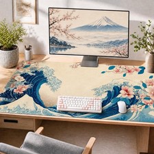Cherry Blossom Japanese Wave XXL Gaming Mouse Pad 48