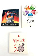  Iconic Apple Macintosh Promo Pins-Yum AppleLink & PowerMac Vintage Lot of 3 picture