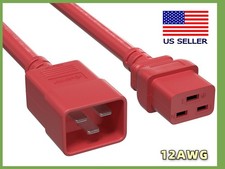 IEC320 C20 to C19 Heavy Duty Extension Power Cord, 12AWG, SJT, 20A/250V, Red picture