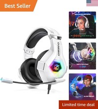 Versatile Gaming Headphones with Noise Cancellation & LED Lights - White Design picture
