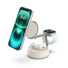 Belkin UltraCharge Pro 25W 3-in-1 Magnetic Qi2 Wireless Charging Dock, Sand picture