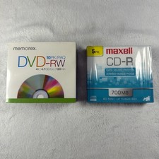 Memorex DVD-RW 10 Pack + Maxell CD-R 5 Pack Blank Discs NEW SEALED Lot picture