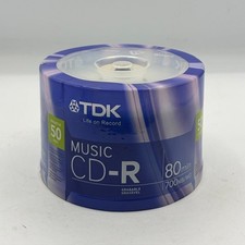 TDK Music CD-R 80 Min Audio 700MB 50 Pack Recordable Compact Disc (New, Sealed) picture