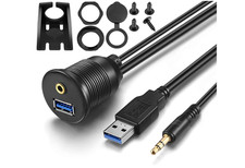USB AUX Flush Mount Extension Cable Waterproof Panel Dash Car Motorcycle Boat US picture