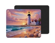 Light House On The Beach Mouse Pad, Computer Mouse Pad, Sunset Light House Mouse picture