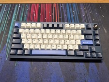 QwertyKeys QK75 Tri-Mode Mechanical Keyboard Navy, Mirror PVD Chroma, Extras picture