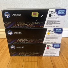 SET OF 3 GENUINE HP 125A TONER BLACK MAGENTA YELLOW CB540A CB542A CB543A picture