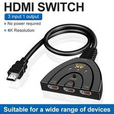 3‑Port HDMI Switch 8MP Hub Adapter for HDTV PS4 Xbox picture