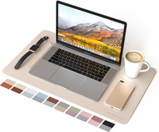 Double-Sided Two-Tone Faux Leather Desk mat Desktop Organization 23.6